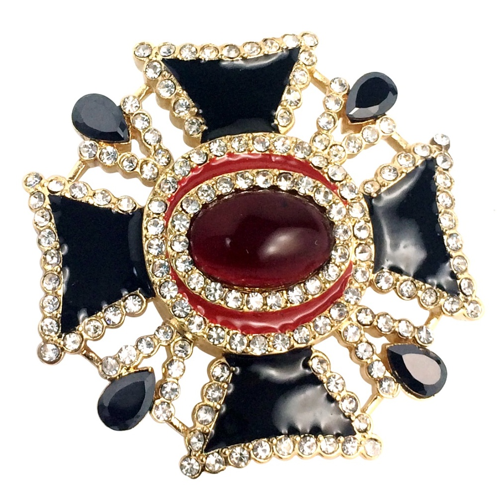 2 for $30 Gold Tone Cubic Zirconia Acrylic Brooch